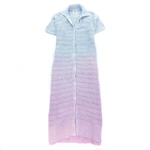 FREE PEOPLE Alicia Cardigan Button Down Knit Duster Maxi Shirt Dress Boho Ombre